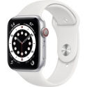 Apple Watch Series 6 GPS + LTE 44mm Silver Aluminum Case with White Sport B. (M07F3)