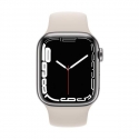  Apple Watch Series 7 GPS + LTE 41mm Silver St.Steel Case w. Starlight Sport Band (MKHE3)
