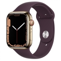  Apple Watch Series 7 GPS + LTE 45mm Gold St.Steel Case w. Dark Cherry Sport Band (MKJF3)