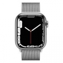  Apple Watch Series 7 GPS + LTE 45mm Silver St.Steel Case with Silver Milanese Loop (MKJE3)